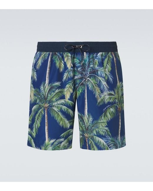 Dolce & Gabbana Blue Printed Swim Trunks for men