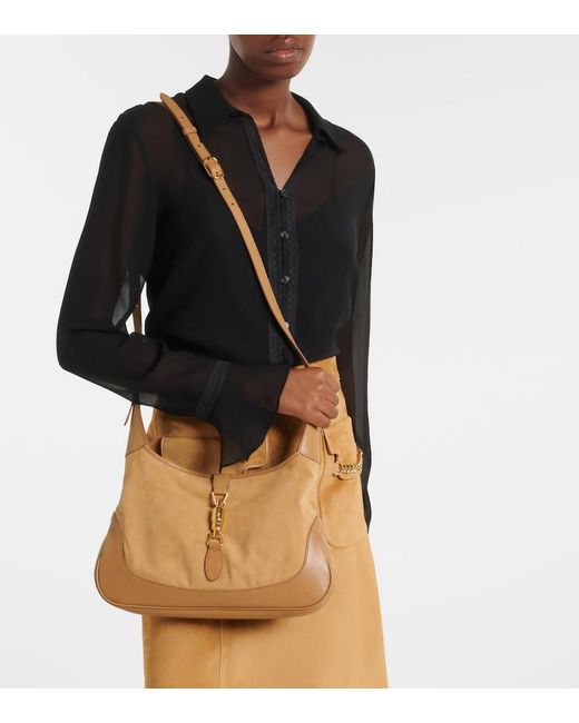 Gucci Brown Jackie 1961 Medium Suede Shoulder Bag