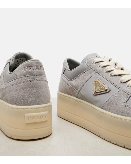 Prada White Downtown Re-Nylon Platform Sneakers