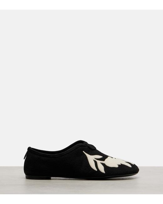 Loro Piana Black Floaty Embroidered Flats
