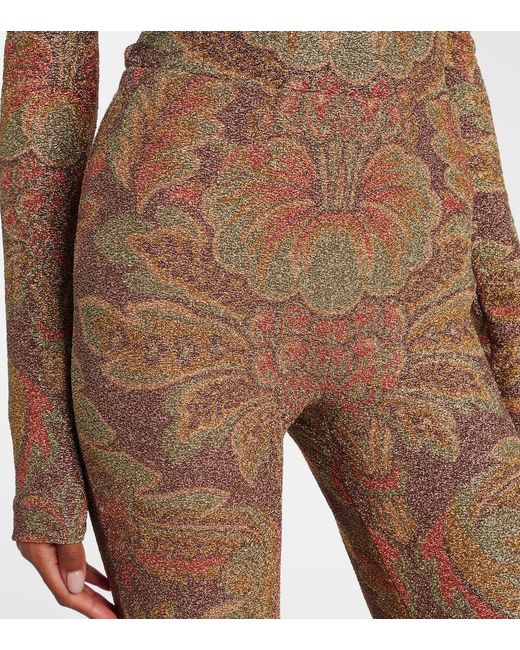 Etro Natural Printed Jersey Flared Pants