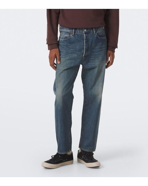 A.PRESSE Blue Faded Wide-Leg Jeans for men