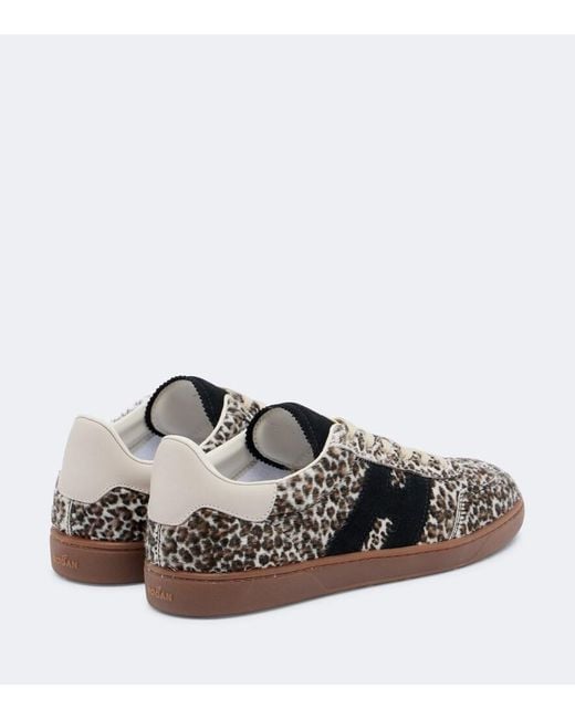 Hogan Brown H647 Printed Calf Hair Sneakers