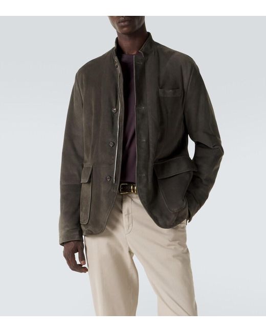 Eleventy Green Suede Jacket for men