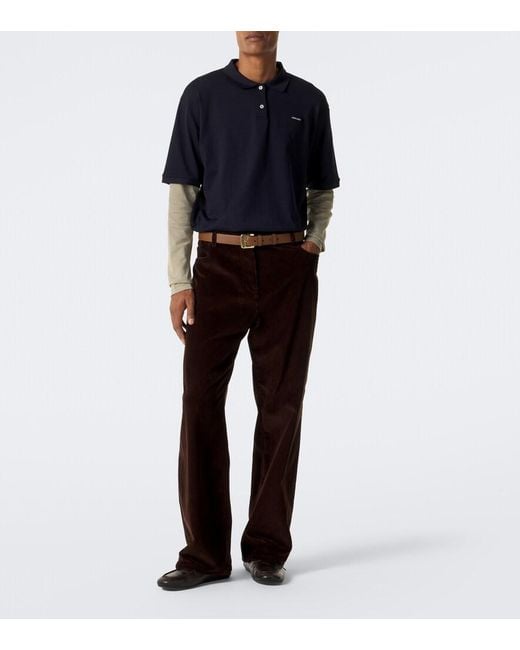 Miu Miu Blue Layered Cotton Jersey Polo Shirt for men