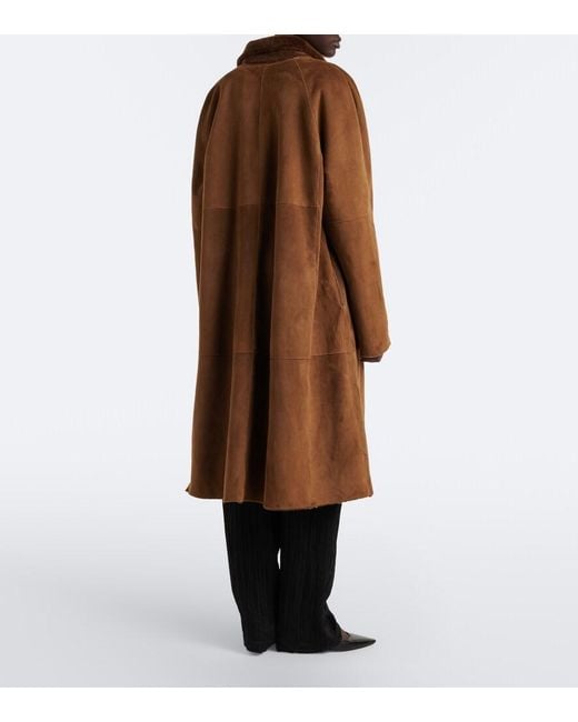 The Row Brown Kane Reversible Shearling-Lined Suede Coat