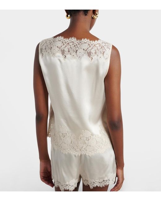 Doen White Top Viviane Aus Seide Mit Spitze
