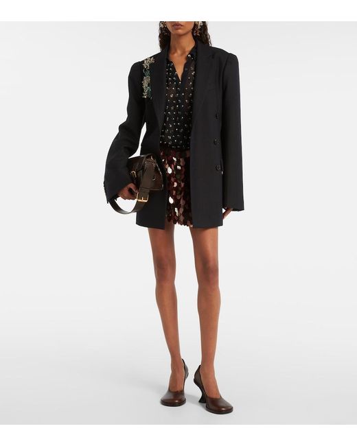 Dries Van Noten Blue Crystal-Embellished Sheer Shirt
