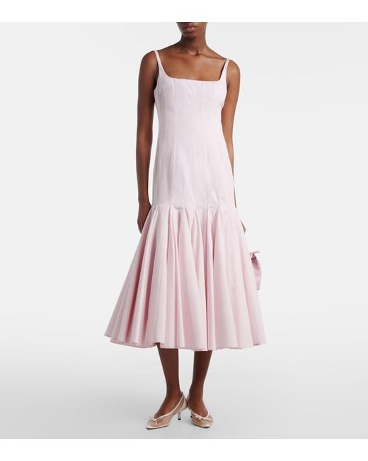 Jacquemus Pink Agave Pleated Cotton Poplin Midi Dress