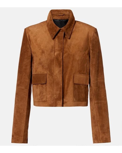 Nour Hammour Brown Bleeker Cropped Suede Jacket