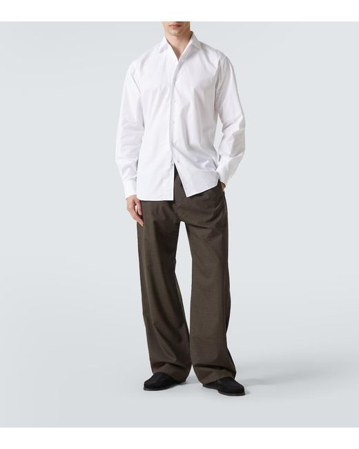 Saman Amel White Cotton Poplin Shirt for men