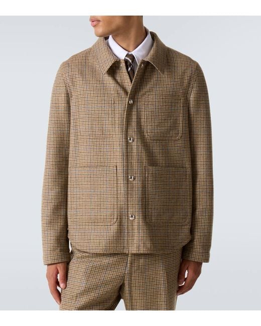 Thom Browne Natural Checked Wool Tweed Overshirt for men