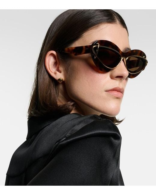 Loewe Brown Double Frame Cat Eye Sunglasses