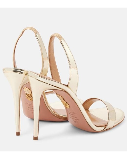 Aquazzura Natural So Nude 105 Metallic Leather Sandals