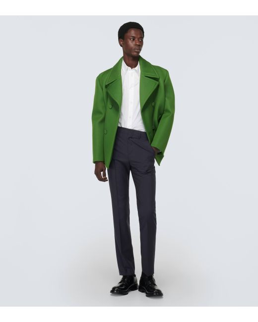 Valentino Blue Wool And Mohair Straight Pants for men