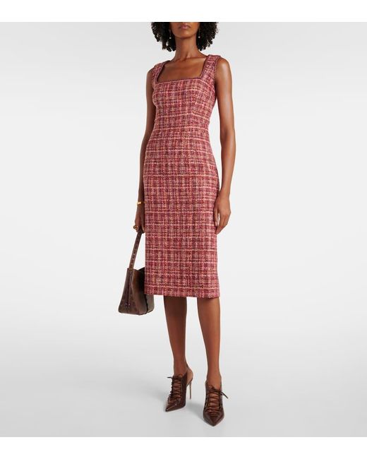 Etro Red Cotton And Wool-Blend Midi Dress