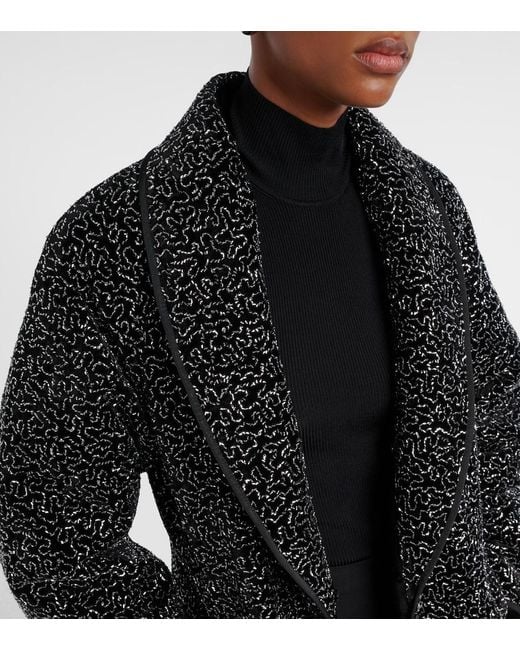 JACQUES WEI Brown Embellished Shearling-Trimmed Coat