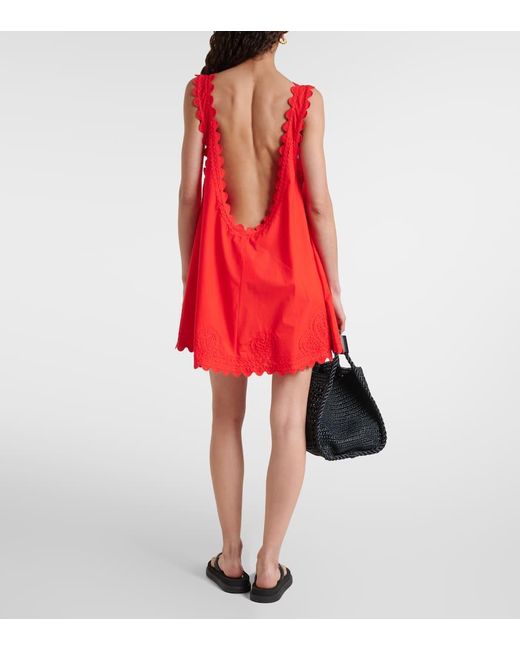 Vestido corto de algodon bordado Juliet Dunn de color Red