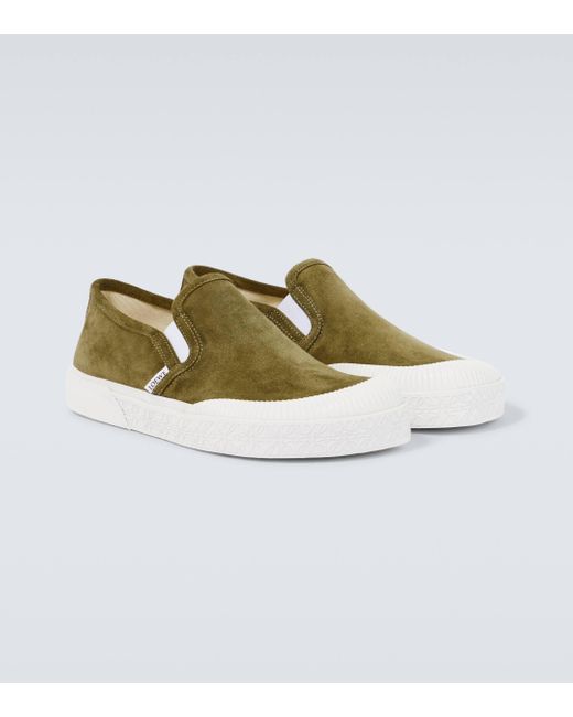 Loewe Green Terra Vulca Suede Slip-On Sneakers for men