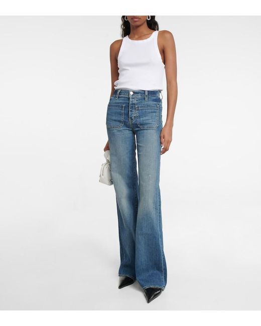 Nili Lotan Blue Florence High-Rise Flared Jeans
