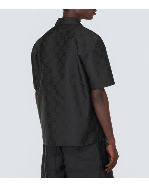 Camicia bowling in jacquard GG di Gucci in Black da Uomo