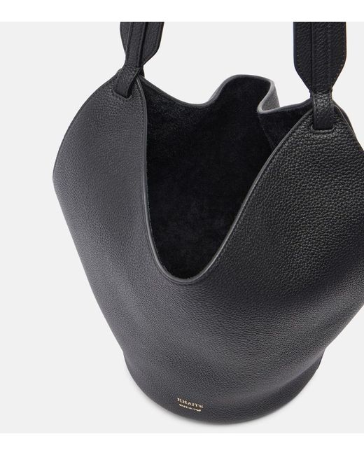 Khaite Black Lotus Mini Leather Tote Bag