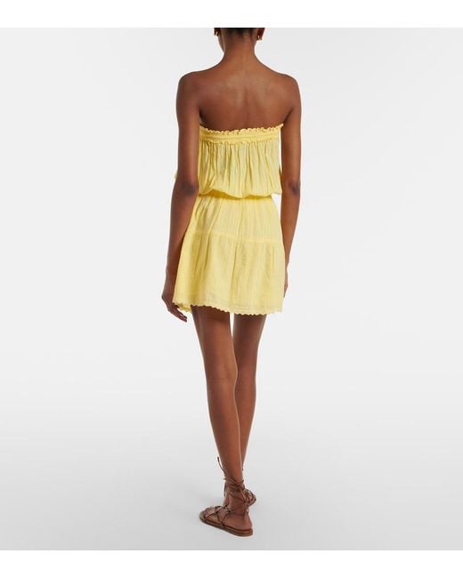 Melissa Odabash Yellow Colette Embroidered Cotton Minidress