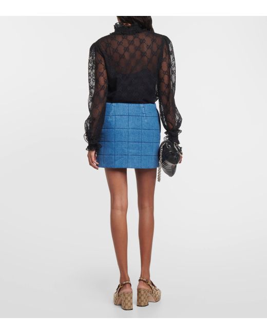 Gucci Blue Quilted Denim Miniskirt