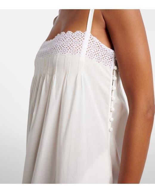 Saint Laurent White Embroidered Cotton Poplin Maxi Dress