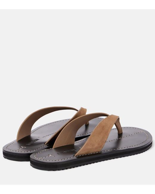 A.Emery Brown Flora Suede Thong Sandals
