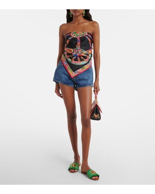Dolce & Gabbana Green Dg Fringed Raffia-Effect Slides