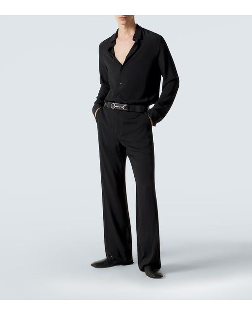 Gucci Black Silk Satin Georgette Wide-Leg Pants for men