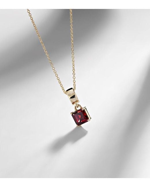 STONE AND STRAND White 10Kt Charm Necklace With Garnet