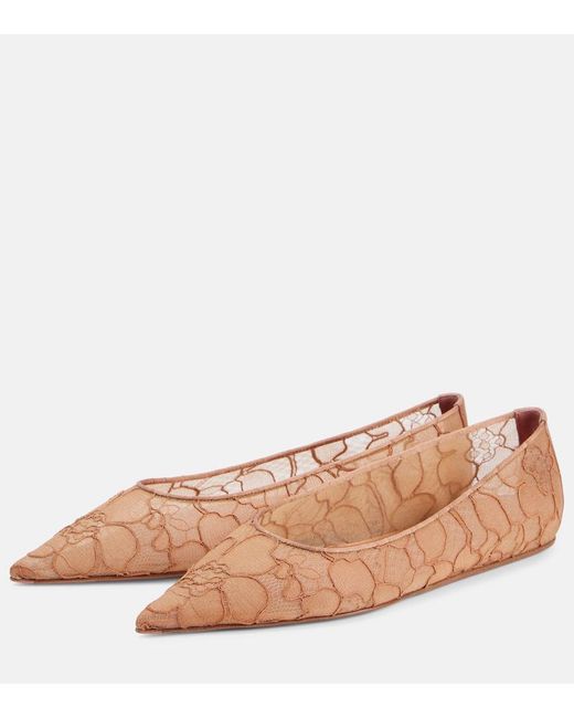 AMINA MUADDI Brown Barbara Lace Ballet Flats