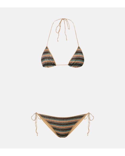 Oseree White Lumiere Striped Bikini
