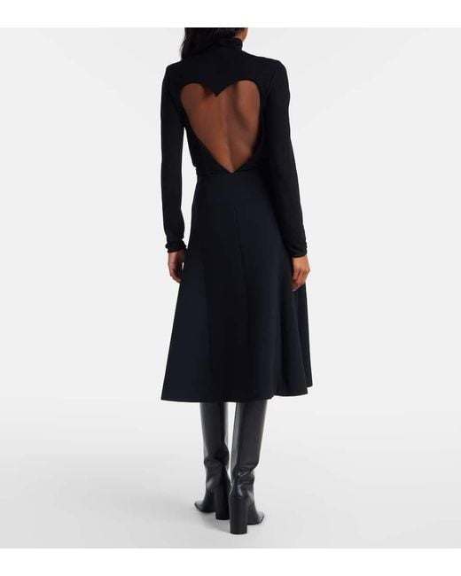 Alaïa Black Pleated Midi Skirt