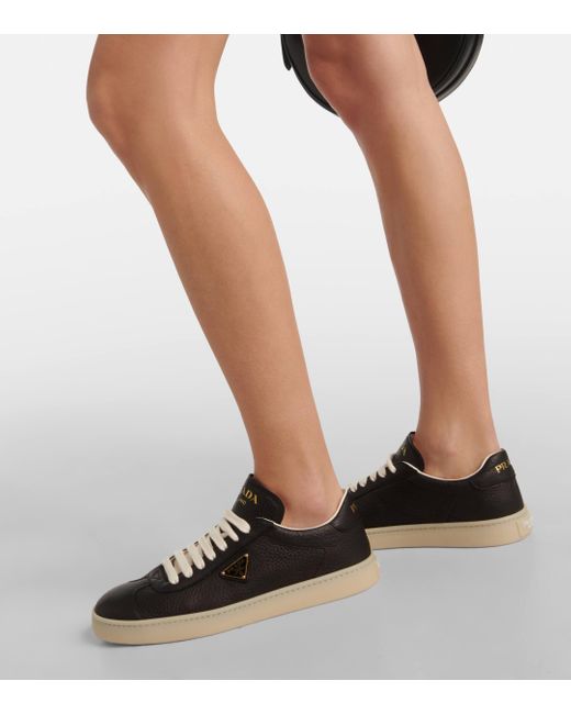 Prada Black Logo Leather Sneakers