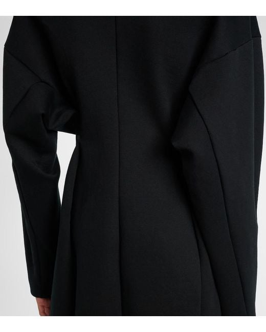 Plan C Black Cotton-Blend Midi Dress