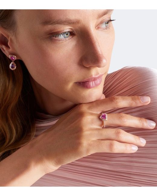 Suzanne Kalan Pink 18Kt Rose Ring With Sapphire And Diamonds