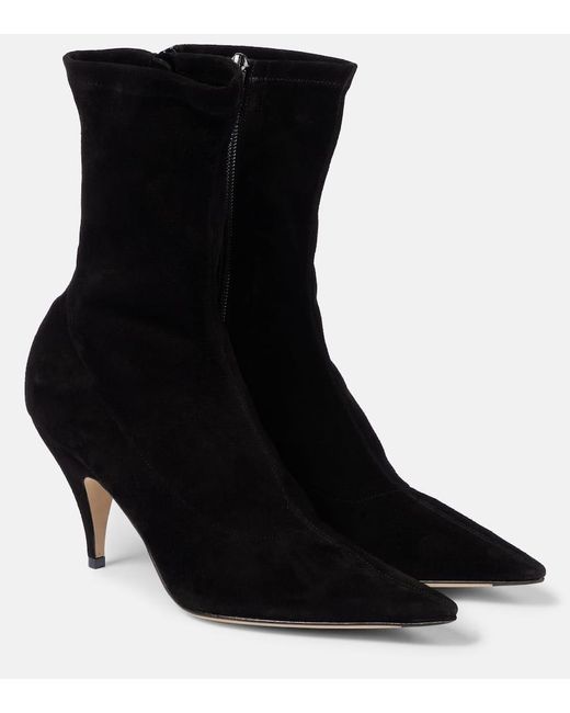The Row Black Liisa Suede Ankle Boots