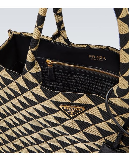 Prada Metallic Symbole Leather-Trimmed Tote Bag for men
