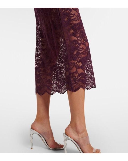 Rabanne Purple Floral Lace Midi Skirt