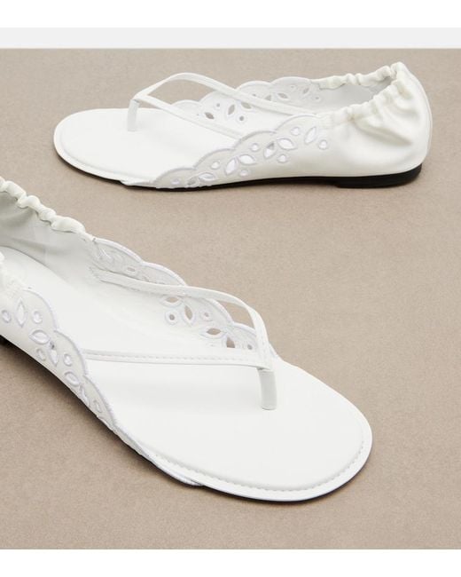 Jacquemus White Satin Thong Sandals