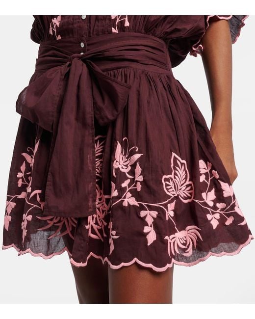 Juliet Dunn Embroidered Cotton Minidress