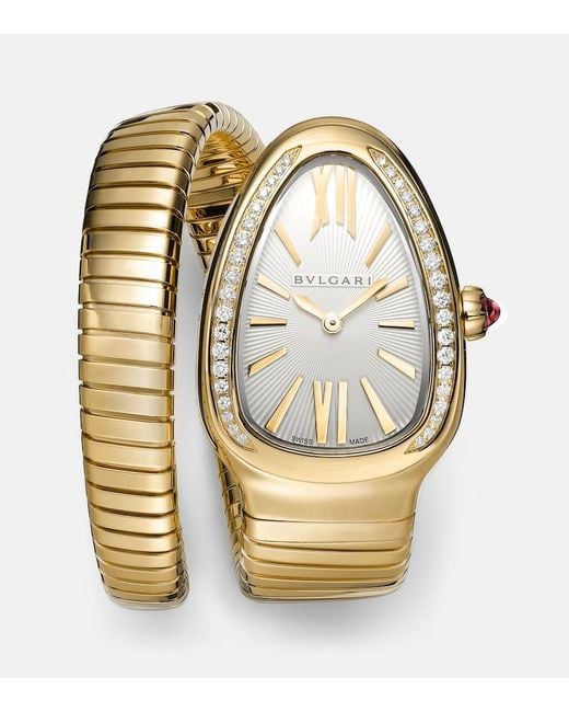 BVLGARI Metallic Serpenti Tubogas 35Mm 18Kt Watch With Diamonds And Tourmaline
