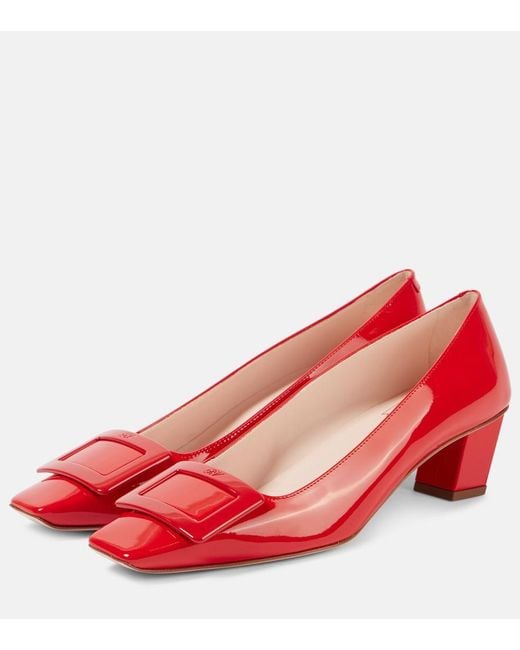 Roger Vivier Red Belle Vivier 45 Patent Leather Slingback Pumps