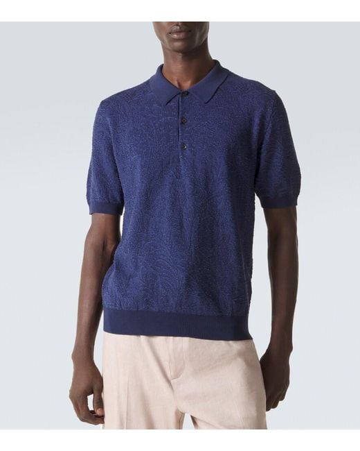 Etro Blue Cotton Polo Shirt for men