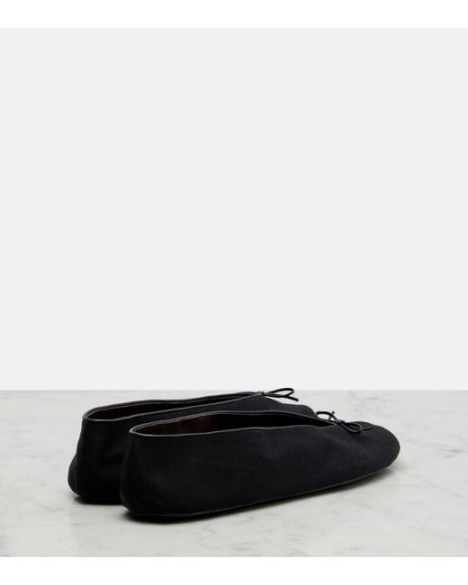 The Row Blue Fay Bow-Detail Cotton Ballet Flats
