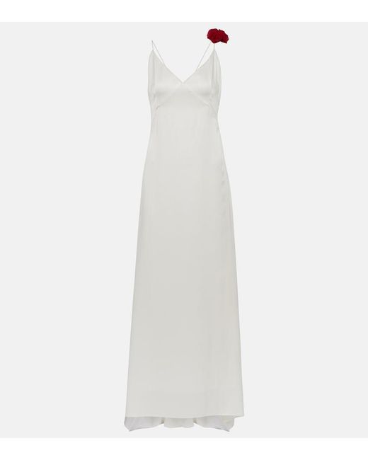 Magda Butrym White Rosette Embellished Slip Gown