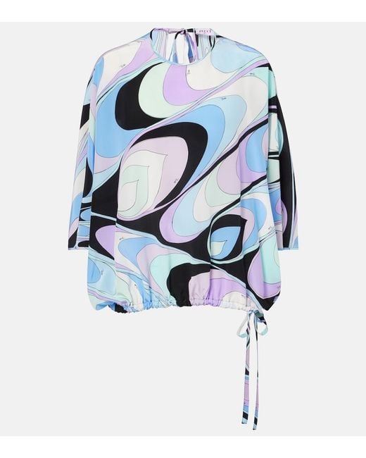 Emilio Pucci Blue Printed Blouse